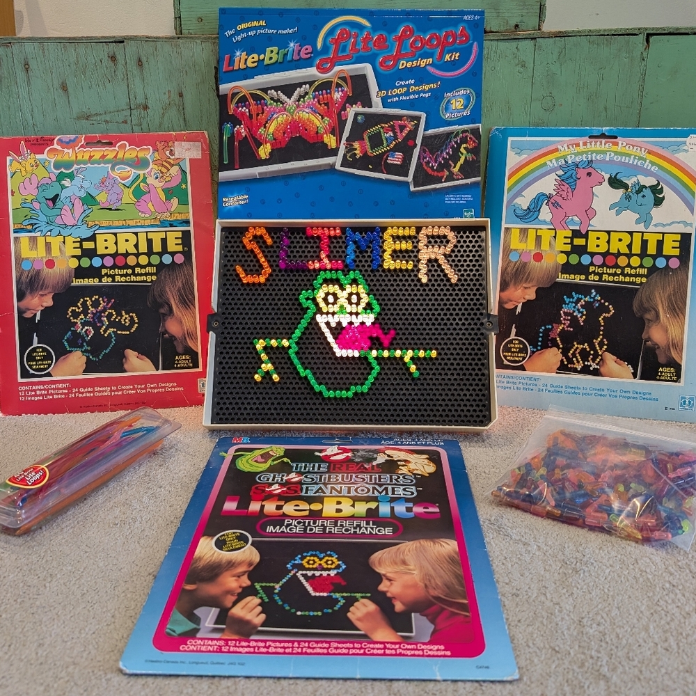 Vintage Lite Brite Toy Lot - Lite Brite, Pic Refills, Pegs!